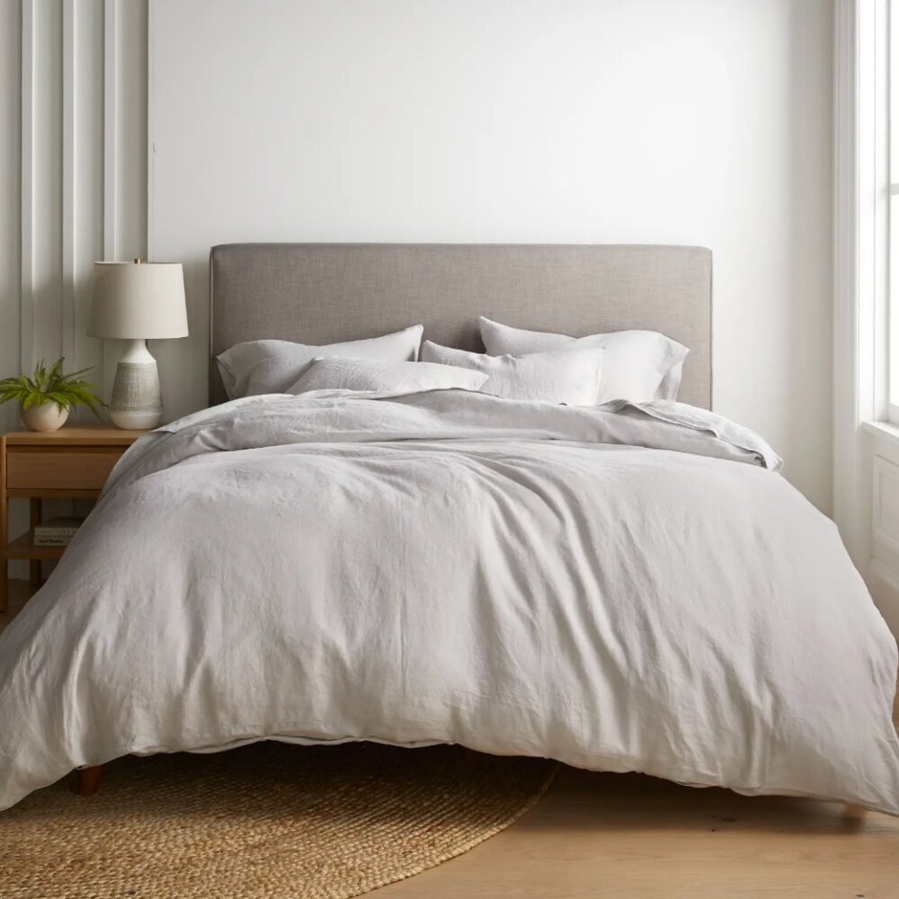 Quince | Full/Queen | Light Gray European Linen Duvet Cover [No Pillowcases]